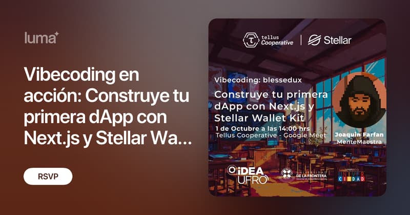 Vibecoding en acción: Construye tu primera dApp con Next.js y Stellar Wallet Kit · Luma